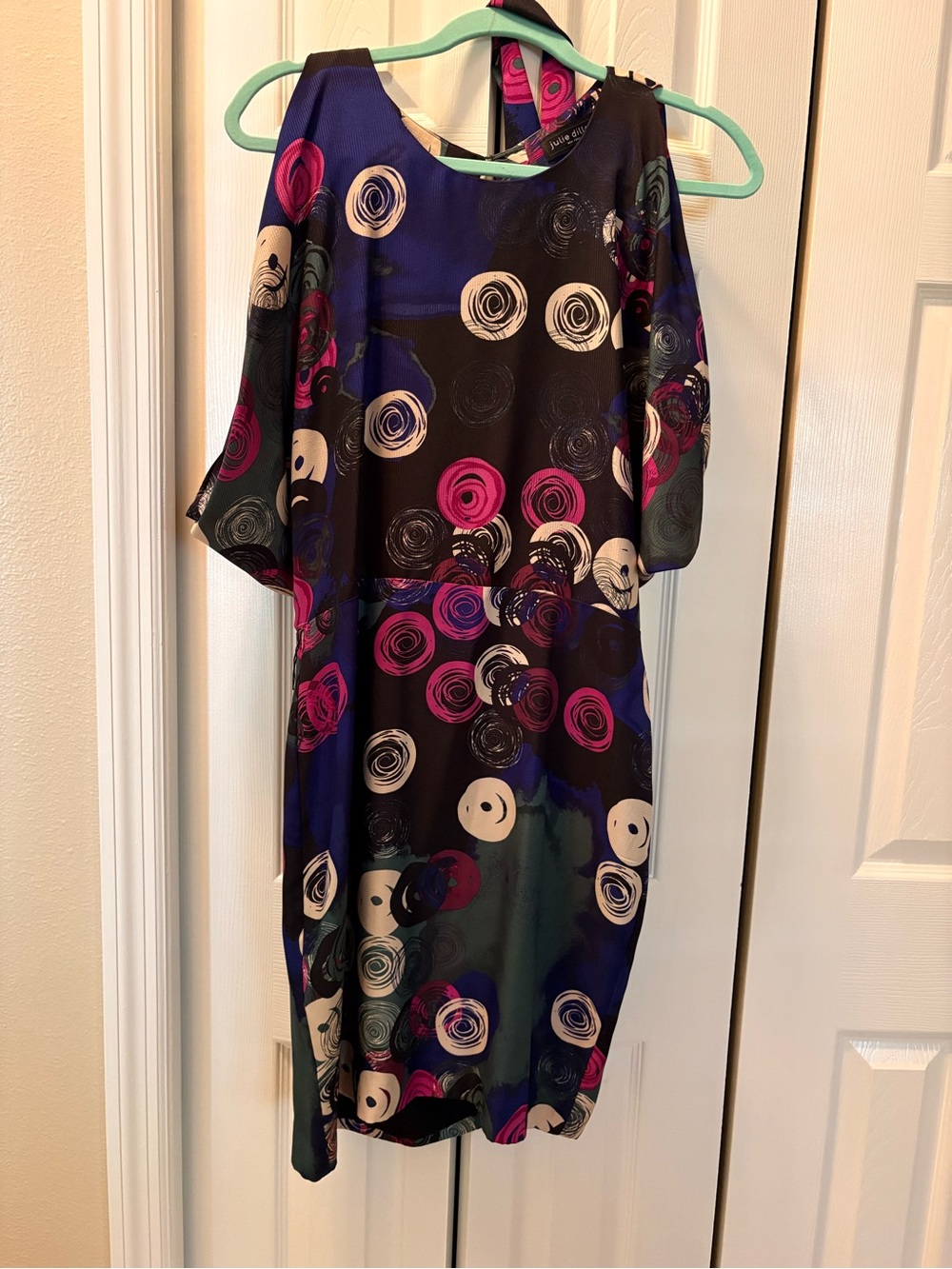 Julie Dillon New York Swirl Print Dress - Black, Blue & Pink